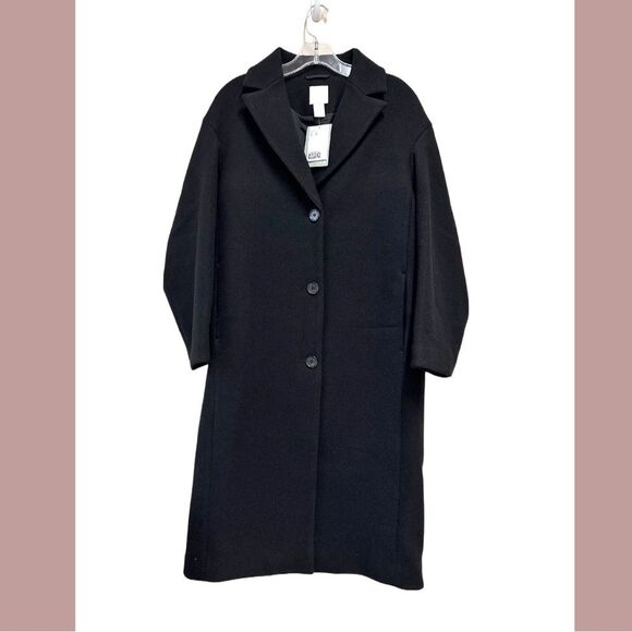 NWT NEW! H&M Straight Cut Coat in Black, Sz S - Picture 5 of 5